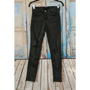 Flying Monkey Womens  24 Dark Green Mid Rise Ankle Skinny Distressed Denim Jeans
